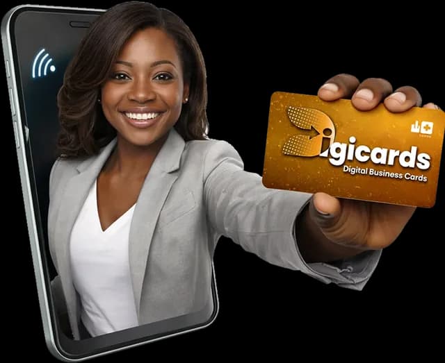 Digicards digital business card preview on a smartphone